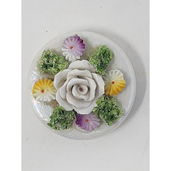 Vintage‎ Germany Small Hand Painted Trinket Boxes Luminescent Translucent Roses - Picture 5 of 11